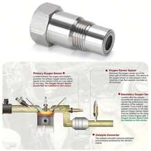 1pc Universal Auto Parts 304 Stainless Steel Oxygen Sensor Extender M18x1.5 Eliminate CEL and Check Car Engine Light Oxygen Sensor Adapter;Oxygen O2 Sensor Spacer Adapter CEL Eliminator With Catalytic Converter Accessor. - Mesh Coreless Oxygen Sensor - View 9