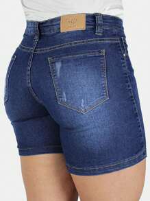 Shorts Jeans R7jeans Feminino Cintura Media Alta Lavagem Stone + Used + Puído