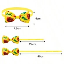 向日葵狗蝴蝶結,可調節花卉蝴蝶結貓項圈裝飾寵物配件 - 彩色 - 查看 4