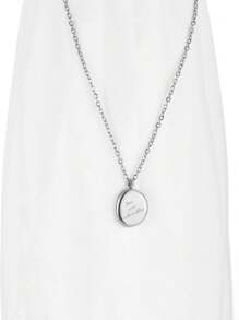 1入組字母細節圓形吊飾項鍊,不銹鋼首飾類 - 金黃色 - 查看 5