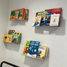 4 Pcs Transparent No-Drill Wall Storage Rack, Wall-Mounted Bookshelf Bathroom Wall Decoration Storage Rack - Clear - View 2