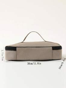 1入組便攜午餐簡約風頂部單條提帶設計可重複使用午餐袋學校野餐海灘 - 卡其色 - 查看 3