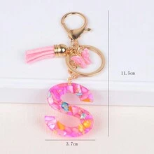 新的流蘇蝴蝶英文字母鑰匙扣女孩樹脂壓克力袋配飾掛飾 - 彩色 - 查看 28