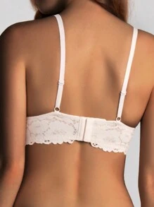 Women's French Style Push Up Lace Bra, Bralette Wireless, Padded, Anti-Sagging Cup Design - White - View 5