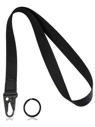 1 pieza Cordón para el cuello en color negro con gancho para portar tarjeta de identificación, llaves, llavero, excelente regalo de Navidad para mujeres, hombres, maestros, personal, enfermeras. Accesorio casual para el auto, dije para bolso, accesorio escolar, estilo gótico y Y2K