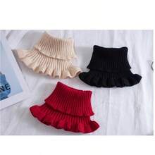 1pc Ladies' Thickened Versatile Neck Warmer For Cervical Protection In Autumn & Winter, Knitted Woolen High Collar Decorative False Collar - Red - View 5