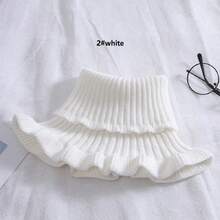 1pc Ladies' Thickened Versatile Neck Warmer For Cervical Protection In Autumn & Winter, Knitted Woolen High Collar Decorative False Collar - Red - View 2