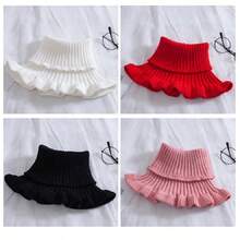1pc Ladies' Thickened Versatile Neck Warmer For Cervical Protection In Autumn & Winter, Knitted Woolen High Collar Decorative False Collar - Red - View 4
