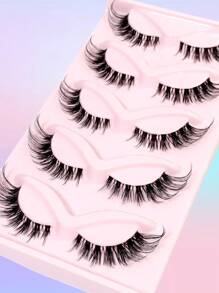 Asiteo 5对卡通猫眼假睫毛，3D自然透明，蓬松柔软交叉睫毛，打造精致自然的睫毛嫁接妆容 - 眼尾拉長款 - 查看 7