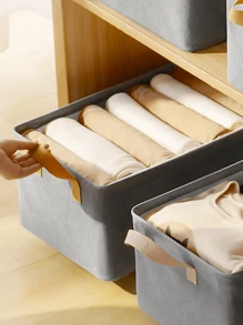 1 件灰色牛津布收納籃,強化鋼架,可折疊,適合衣櫃收納 - 灰色 - 查看 3