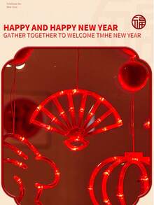 1只aero Bee造型的節慶新年裝飾燈,帶有led嵌入式幸運燈,2024龍年創意春節裝飾燈 - 紅色 - 查看 5