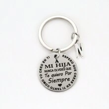 1 件字母图案圆形吊饰钥匙扣情人节 - 銀色 - 查看 28