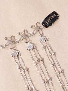 1條復古蝴蝶髮鏈,帶珍珠和流蘇,異國風情 - 銀色 - 查看 3