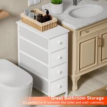 GINRGINR Narrow 4 Drawers Dresser For Bedroom, Narrow Storage Cabinet Dresser With 4 Fabric Drawers, Night Stand With  Wood Top, Steel Frame, Chests Of Drawers For Closet, Entry, Living Room, Nursery, Dorm, Small Spaces, 10'' W X 19.2'' D X 28.4''