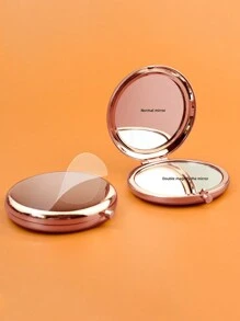 1個迷你摺疊式化妝鏡(圓形,玫瑰金色,金色),雙面金屬隨身口袋化妝鏡/梳妝鏡 - 玫瑰金 - 查看 1