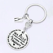 1pc Women Rhinestone Decor Letter Detail Fashion Keychain For Key Decoration - Silver - View 6