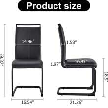 WLVOS 7 Pieces Dining Set, 63" Rectangular Glass Dining Table With 6 Faux Leather Dining Chairs, 0.39" Tempered Glass And OC Metal Special-Shaped Bracket, For Kitchen Dining Room Living Room - 1桌+4黑椅 - 查看 9