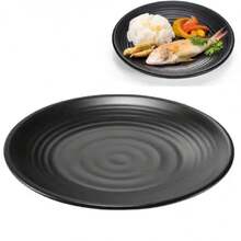 24 Pratos Oriental Preto 22cm Em Melamina Restaurante Japones - Preto - Visão 2
