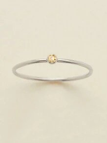 1 peça Anel de aço inoxidável e ouro 14k para mulheres, estilo minimalista e elegante, design de pedra de nascimento de dezembro
