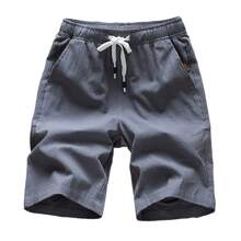 Men's Cotton And Linen Shorts - 灰色 - 查看 1