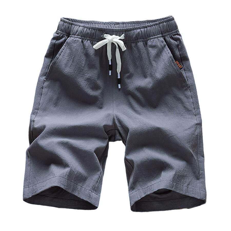 Men's Cotton And Linen Shorts - 灰色 - 查看 1