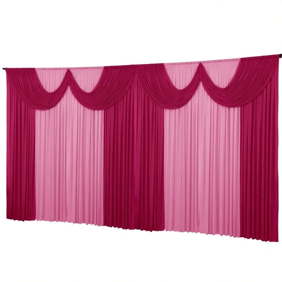 Dennis Confecções Curtains - Rosa y rosa claro - Ver 1