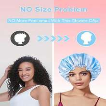 Shower Caps, Reusable Shower Caps For Women, Waterproof Hair Caps, Large Sizes For All Hair Lengths, Used By Girls In Spa And Family Salons - Blue - View 6