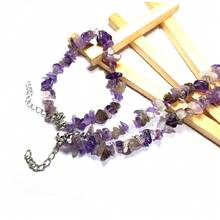 5-8mm Amethyst Stone Chip Beaded Bracelet And Necklace Set - Purple - View 5