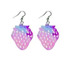 情人節粉色小女生風漸層草莓和火烈鳥形中空彩色耳環1對 - 火烈鳥 - 查看 8