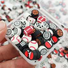 50入組拼盒裝10mm運動系列混色高分子粘土珠子,包括隨機高分子粘土間隔珠,適合diy手鐲,項鍊,耳環和珠寶製作 - 一包裝 - 查看 6