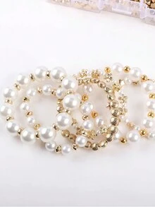 1盒間隔珠套裝多種款式假珍珠手鍊套裝,包括假珍珠圓珠星形珠切面珠平面珠心形珠diy工藝用於項鍊手鍊珠寶製作 - 彩色 - 查看 4