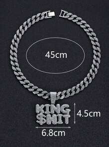 1件男士嘻哈3D水钻镶嵌双排字母和King Hit标志吊坠项链，个性化街舞饰品 - king hit吊墜項鍊 - 查看 7