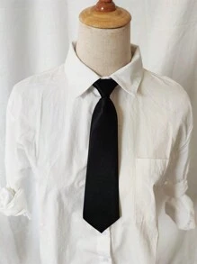 1 Cà Vạt Dệt Kim Ngắn Thời Trang Cho Nữ, Phong Cách Đồng Phục Dự Tiệc/Trường Học - màu đen - Xem 5