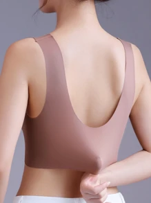5pcs Women's Contrast Lace Seamless & Wirefree Bra With Padding, Lingerie