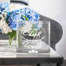 勵志畢業禮物-刻有字句「be The Change You Wish To See In The World」的紀念品-學生和老師的完美紙鎮 - 彩色 - 查看 2