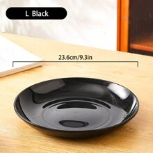 1pc Black Reusable, Unbreakable Plastic Food Plate, Lightweight Camping Dish, Various Color Microwave Safe Plate, Kitchen Dishwasher Safe (3 Sizes) - Black - View 4