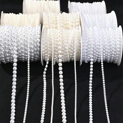 3/4/6/8mm半圓形切割假珍珠串珠白色象牙色腕釘,使用於婚禮裝飾、diy珠寶配件