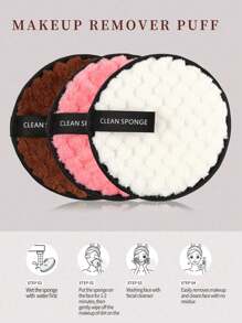 3入組粉色卸妝洗面墊清潔工具,適合所有皮膚,可重復使用的雙面圓形柔軟濕粉撲,可水洗超細纖維墊,美容海綿化妝工具,適用於臉部、眼部、唇部,聖誕禮物 - 彩色 - 查看 4