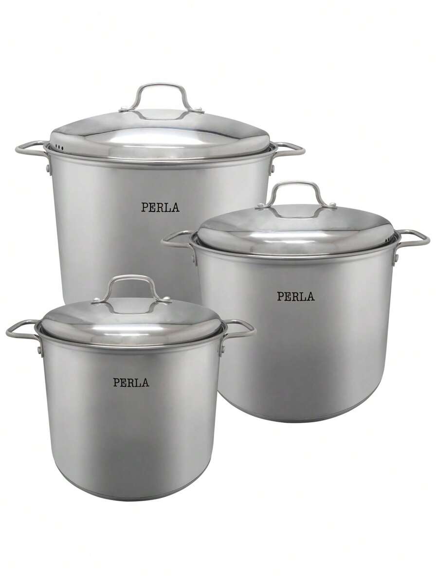 Juego De Ollas De Acero Inoxidable, 6 Pzas Perla Michel, Bateria Cocina - Plateado - Ver 1