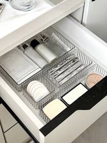 6 pièces/set Boîte de rangement de maquillage pour tiroir, Tiroir de commode transparent, Organisateur de pinceaux de maquillage, Coffret à bijoux multicompartiments avec système anti-chute, Décoration de chambre exquise, Décoration d'intérieur, Décoration d'automne, Décoration de chambre, Soleil, Voyage, Cool