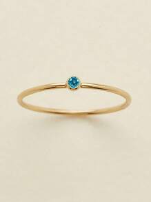 1件装 12月生日石款式 简约时尚 女士14K不锈钢戒指（提示：由于生产批次不同，可能存在一些色差） - 金黃色 - 查看 40