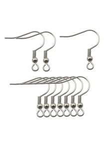 20/50pcs Fashion Stainless Steel Ball And Coil Earring Hooks Findings Ear Wires Fish Hook Earrings Hoops Ear Wire For DIY Jewelry Making - Silver - View 16
