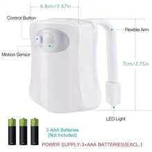 1入廁所夜光感應器,8/16色變化廁所燈,led夜燈,適用於浴室裝飾,浴室用品 - 彩色 - 查看 5
