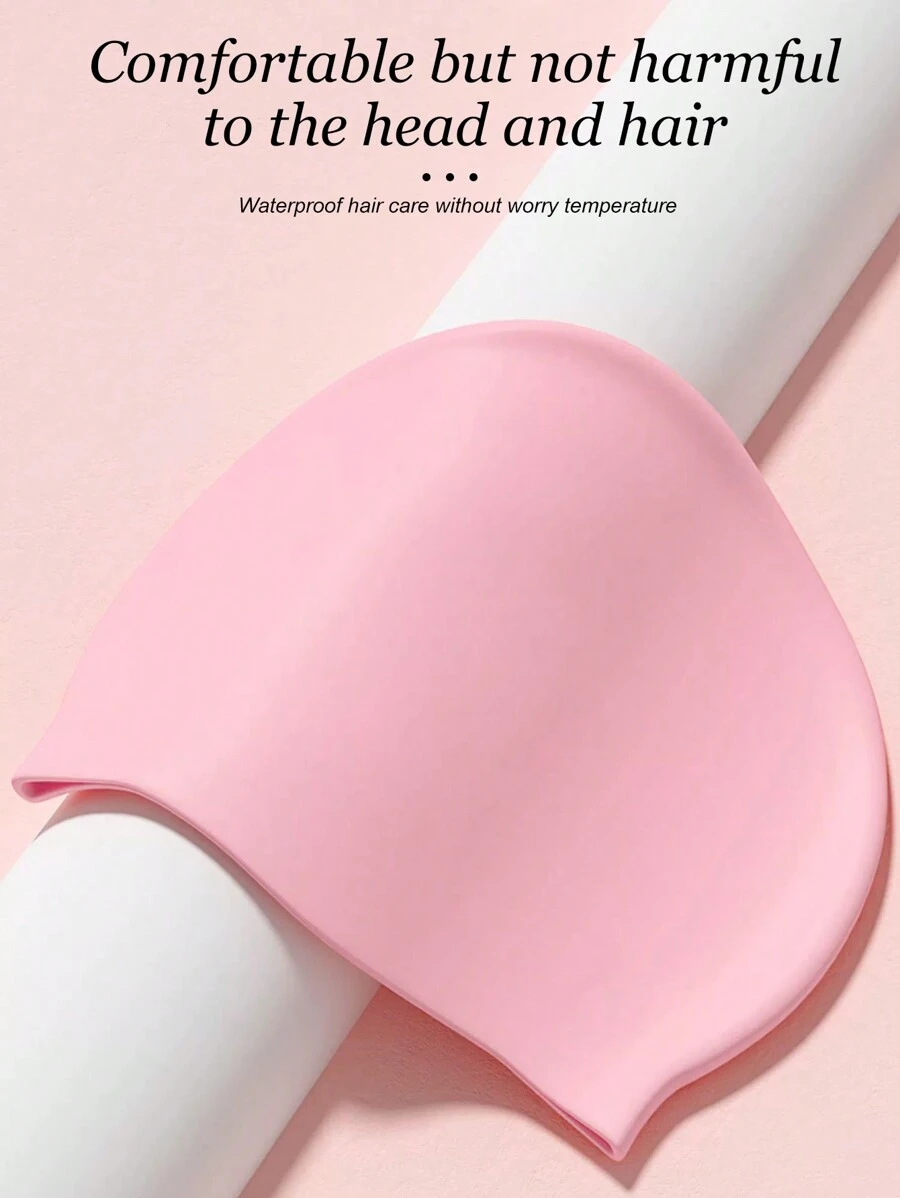 Silicone Waterproof Comfortable Bathing Cap With Ear Protection, Suitable For Long And Short Hair - Pink - View 1