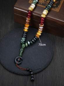 1pc Worship  Beads Jewelry Star Moon pendant Tassel Colorful Handmade Knit Beaded  Necklace Long For Men Gift For Daily Decoration Fashion Style - Beaded Necklace - View 3