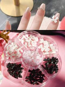 3d蝴蝶結指甲裝飾珍珠美甲貼紙黑白指甲裝飾女孩指甲沙龍diy指甲裝飾工藝珠寶用品 - 黑與白 - 查看 8