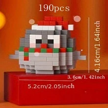 聖誕聖誕老人、樹和雪人設計卡通積木兒童益智玩具,節日聖誕禮物 - 彩色 - 查看 1