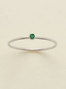 1 peça Anel de aço inoxidável e ouro 14k para mulheres, estilo minimalista e elegante, design de pedra de nascimento de dezembro