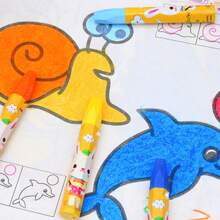 1入組18色可水洗六角油性粉彩蠟筆（隨機圖案） - 彩色 - 查看 5