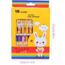 1入組18色可水洗六角油性粉彩蠟筆（隨機圖案） - 彩色 - 查看 3